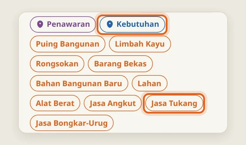 Filter di Beranda urugin.id: tipe Kebutuhan dan kategori Jasa Tukang disorot